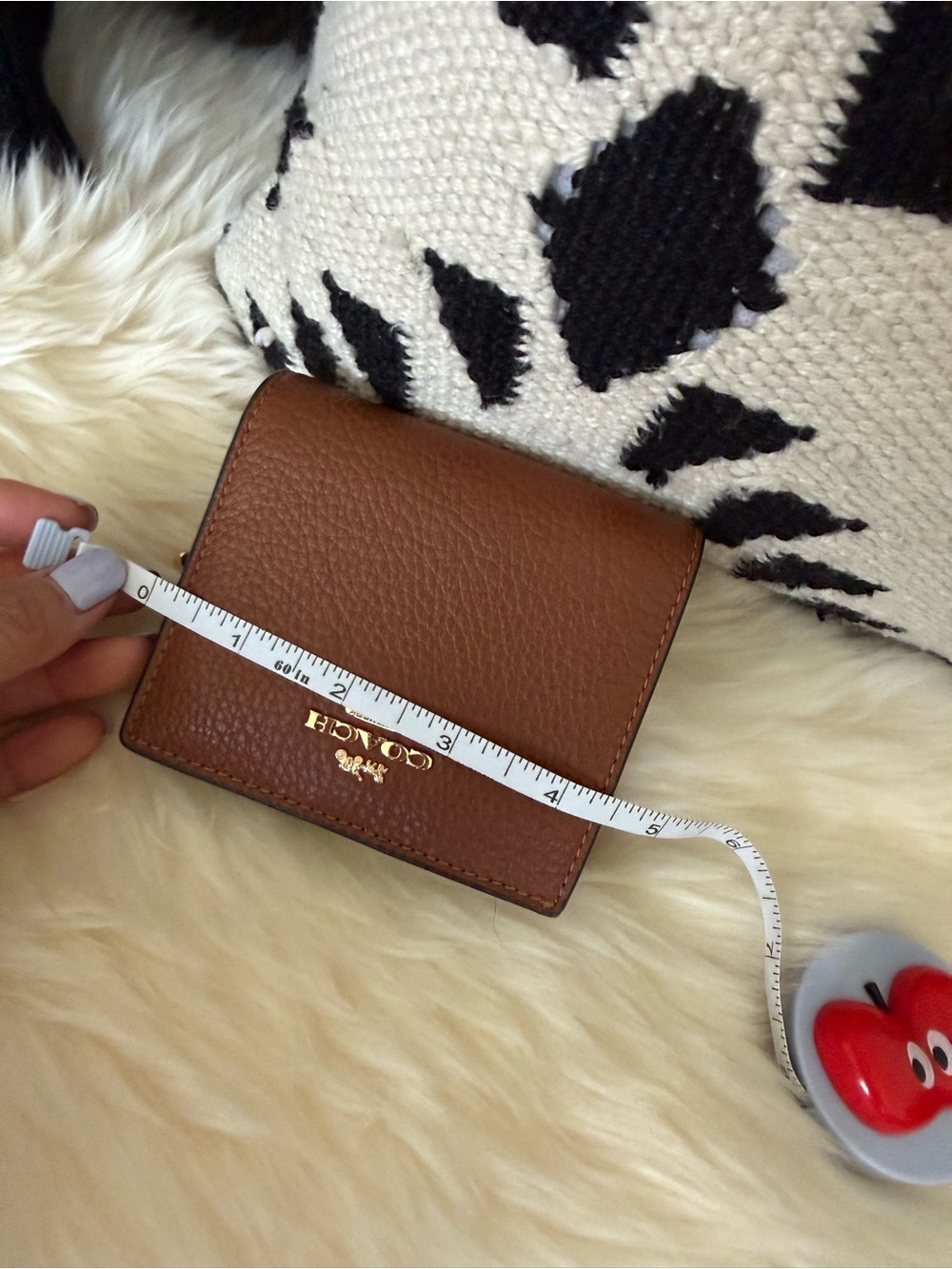 Coach Brown Pebbled Leather Card Case with Gold Logo